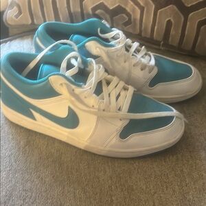 Nike White and Teal Sneakers